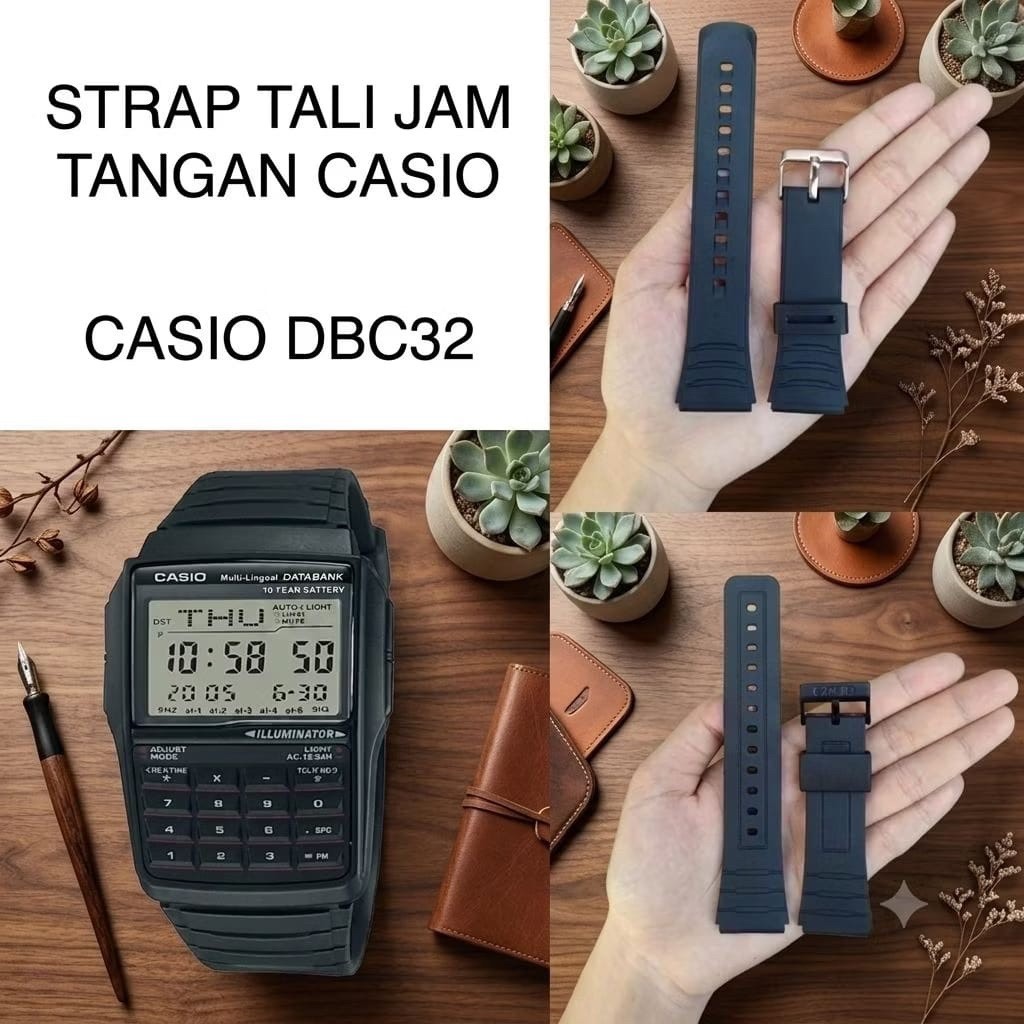 Strap Casio DBC-32 DBC32 DBC-32C 32C DBC32C Band Watch Strap Jam Tangan Bahan High Quality