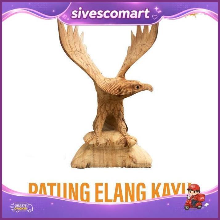Patung Burung Elang 30 Cm - Patung Elang Kayu - Patung Burung Garuda - Patung Burung Rajawali - Patu