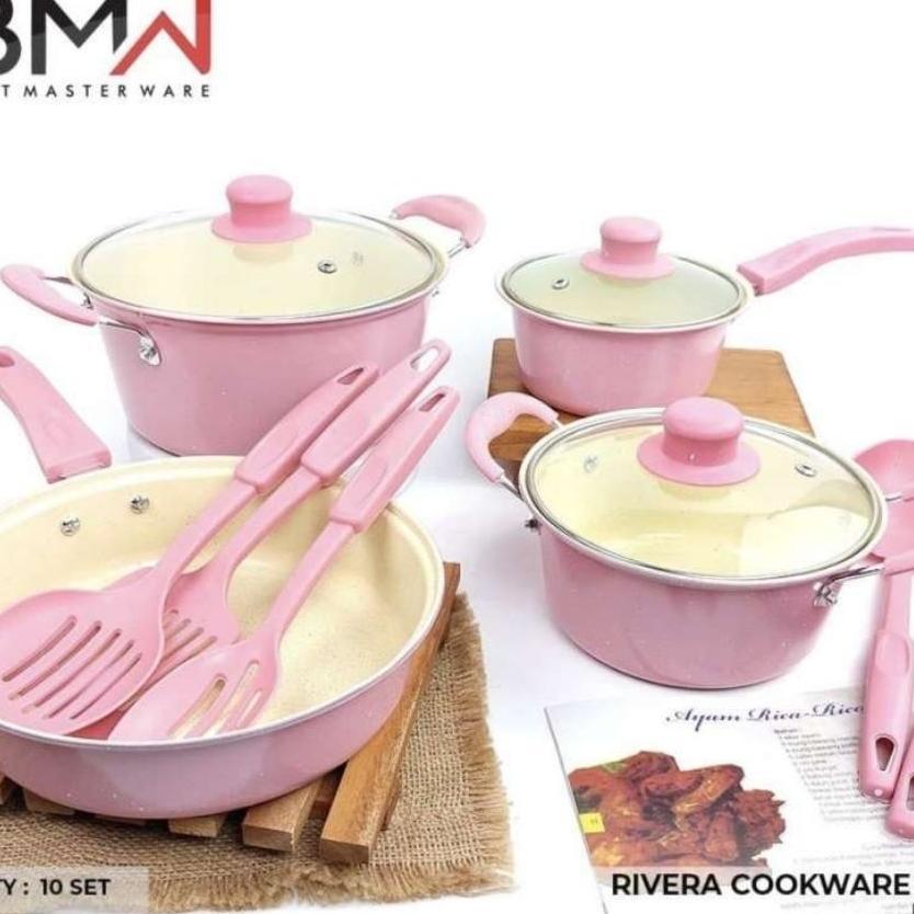 Panci Set 13 Pcs Marble Teflon Cookware Set Rivera Bmw / Gionee / Sinda Warna Panci Set Spatula Serb