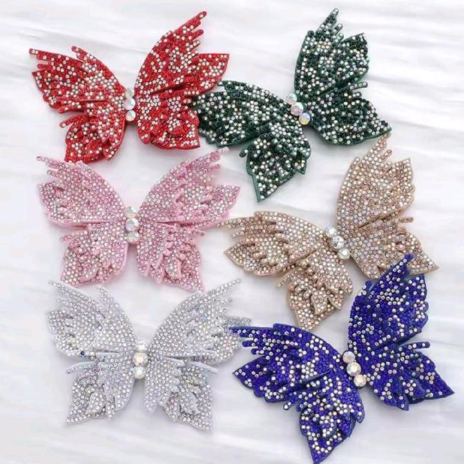 Patch Organza Bordir Bunga Aplikasi Kupu 2 Layer 3D , Renda Bordir Kupu 3D