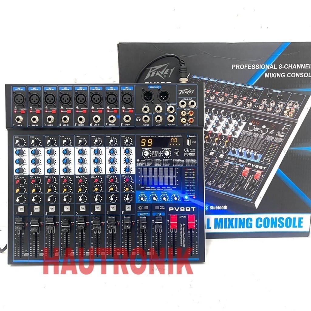 Mixer Audio PEAVEY PV8BT with Soundcard Mixing 8channel / Peavey Pv8bt pv8bt bagus murah( Bisa COD )