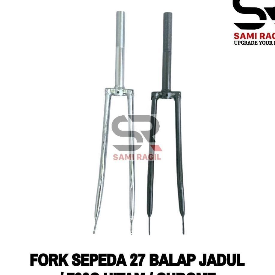 Fork Sepeda Balap 27 Lama Jadul X 1 1/4 700C 700 C Hitam Chrome Krom Fixie Road Bike Garpu Vintage K