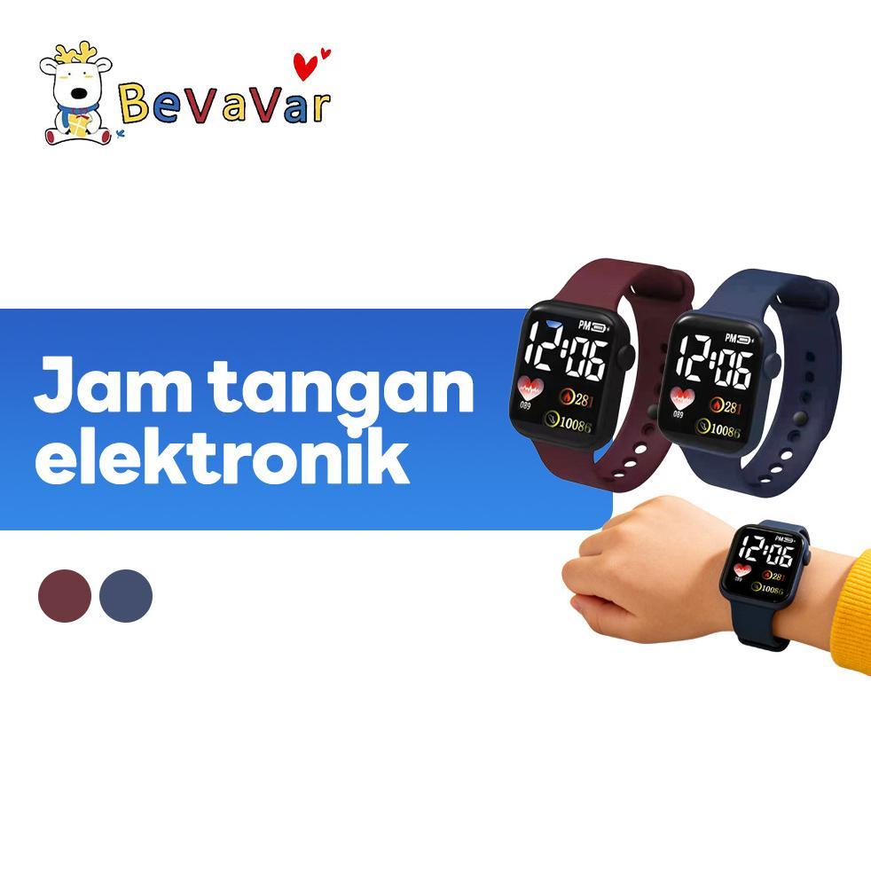 Terlaris Bevavar Jam Tangan Led Digital Jam Tangan Karet Led Tahan Air Jam Tangan Anak Cowok Cewek D