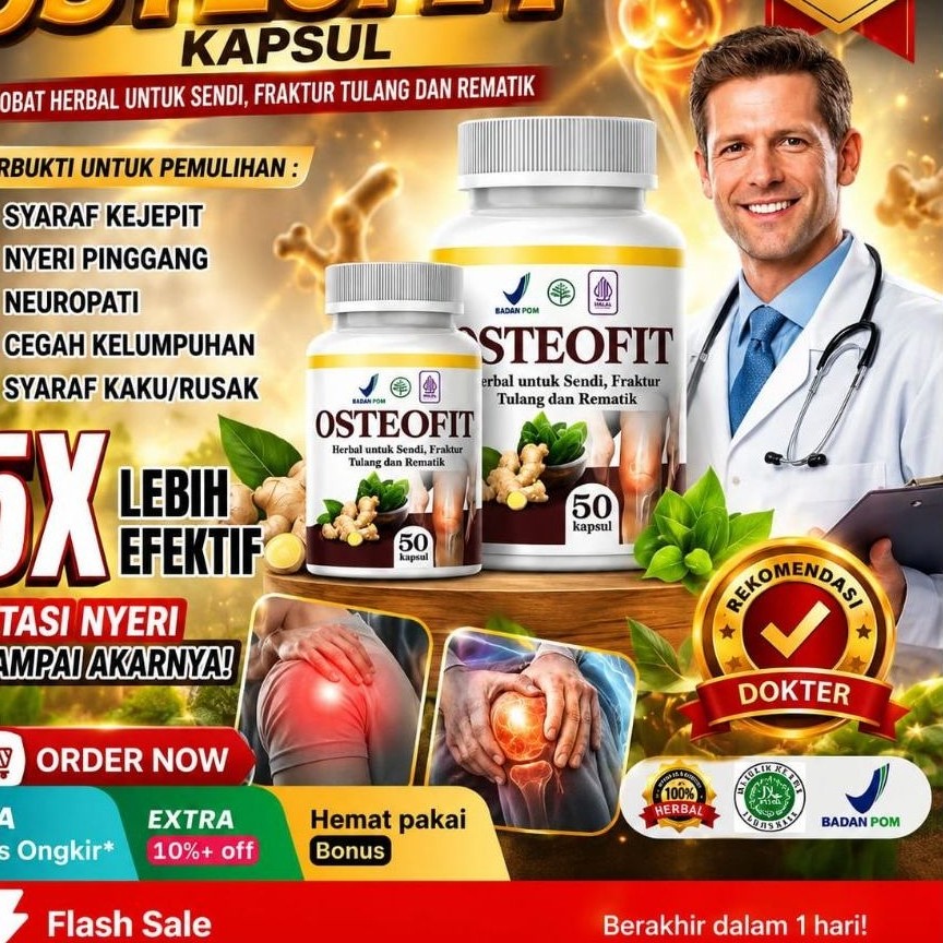 OSTEOFIT 50 kapsul - original herbal persendian BPOM- membantu pulih nyeri sendi dan pengapuran tula