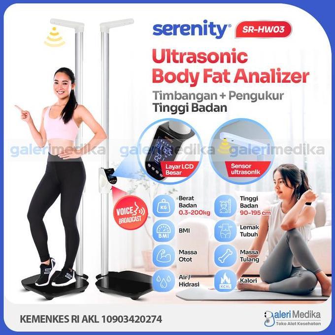 Bst Ready Serenity Sr-Hw03 Ultrasonic Timbangan Body Fat + Ukur Tinggi Badan Best Seller