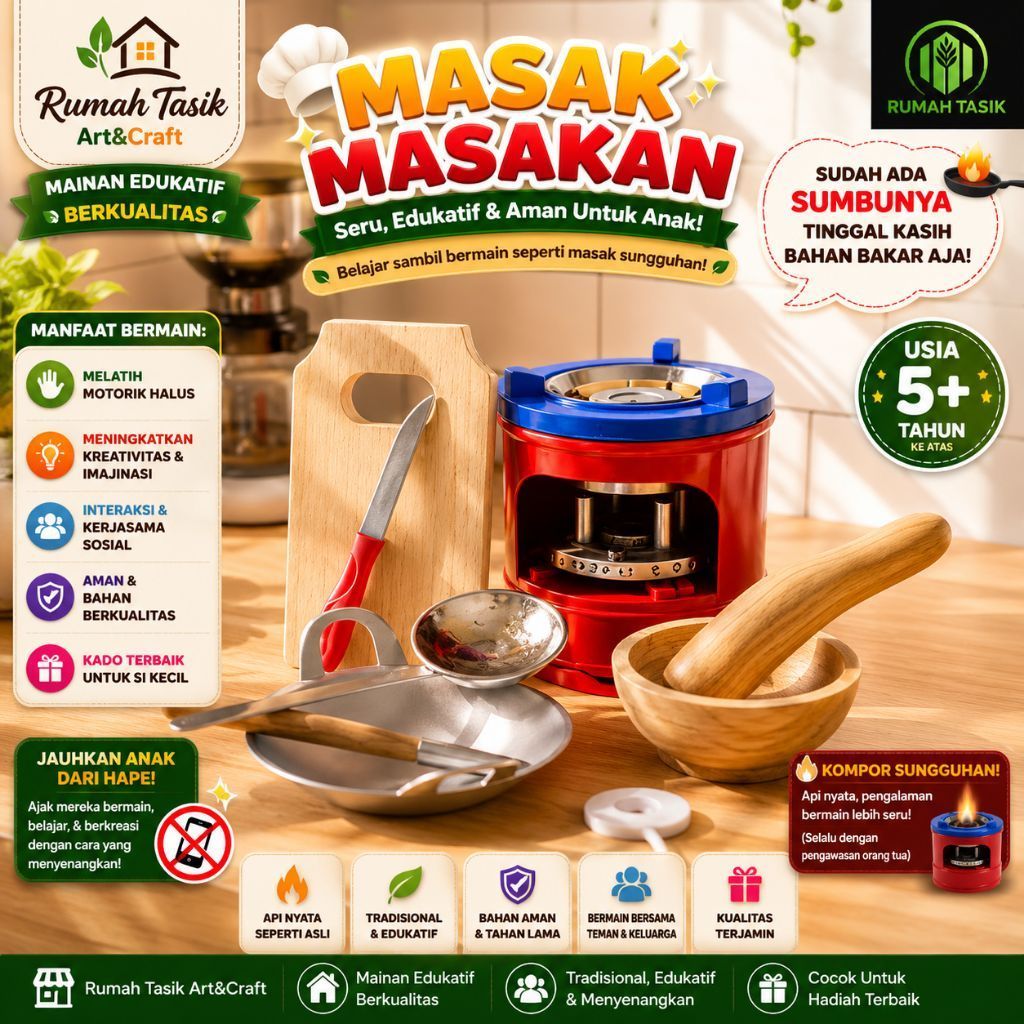 Set Mainan Masak Masakan Anak Paket Cobek Talenan Free Pisau Mini