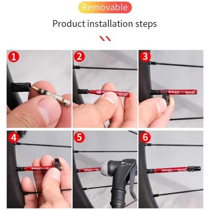 Muqzi Extender Sambungan Pentil Presta 50mm Alloy Adaptor Peninggi Cop Valve Sepeda Extension Penyam