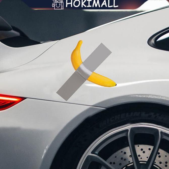 PUPYLO 3D Pisang Stiker Mobil/Stiker Kap Mesin/Stiker Mobil 3D Pisang Kartun/Stiker Mobil Lucu Seped