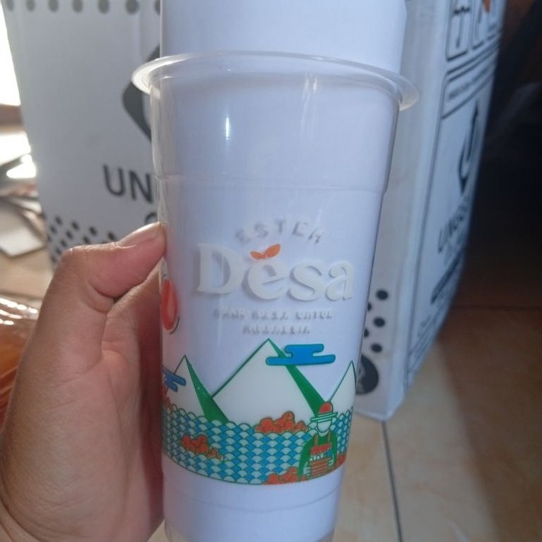 500 pcs cup es teh desa 22 Oz / 18 Oz / 16 oz datar