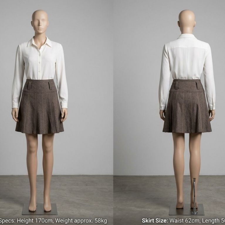Grey Flowy Felt Wool Mini Skirt Miss Kosasih - Preloved
