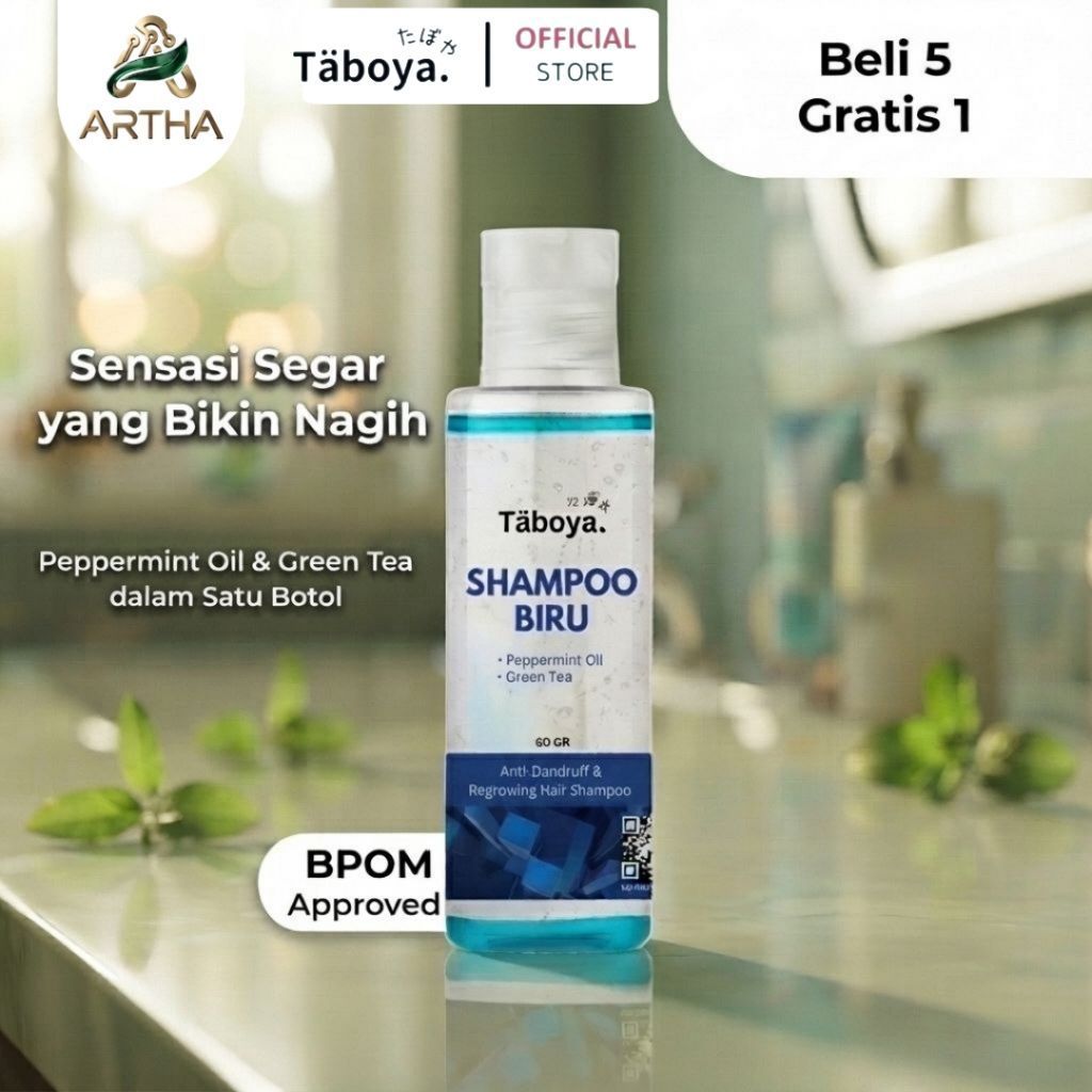 [Promo Terbatas 6 Pcs] Taboya Shampoo Biru - Sampo Anti Ketombe dan Rontok, Anti Ketombe dan Gatal -