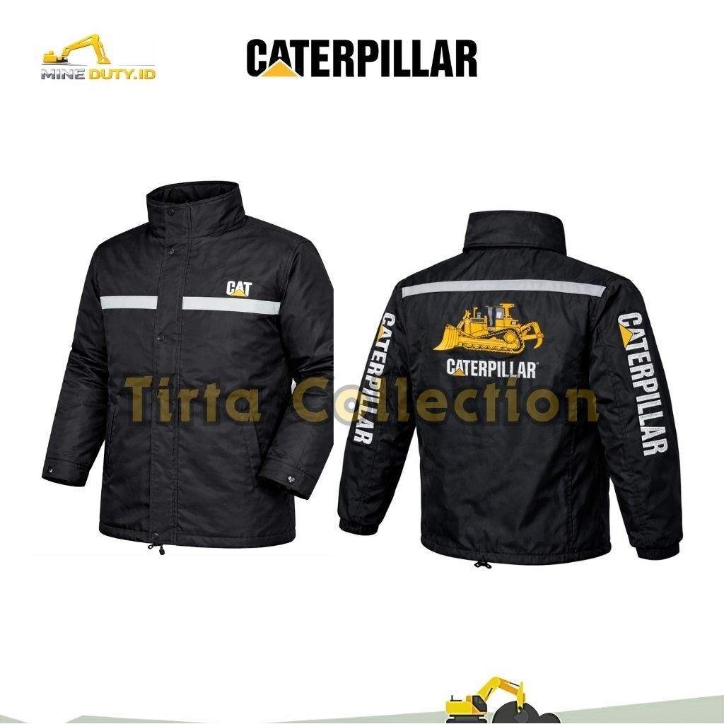 JAKET PARASUT CATERPILLAR DOZER HITAM - BORDIR ALAT BERAT
