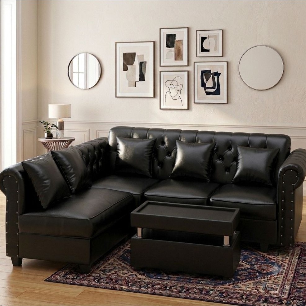 Sofa L Kancing Oscar + Meja Murah / Sofa L Putus Kancing Oscar Murah / SOFA L  OSCAR MURAH / Sofa Ka