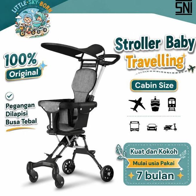 Little Sky Born Stroller Bayi Murah Anak Kreta Dorong Roda 4 Multi Fungsi Aman Kuat Seimbang dengan 