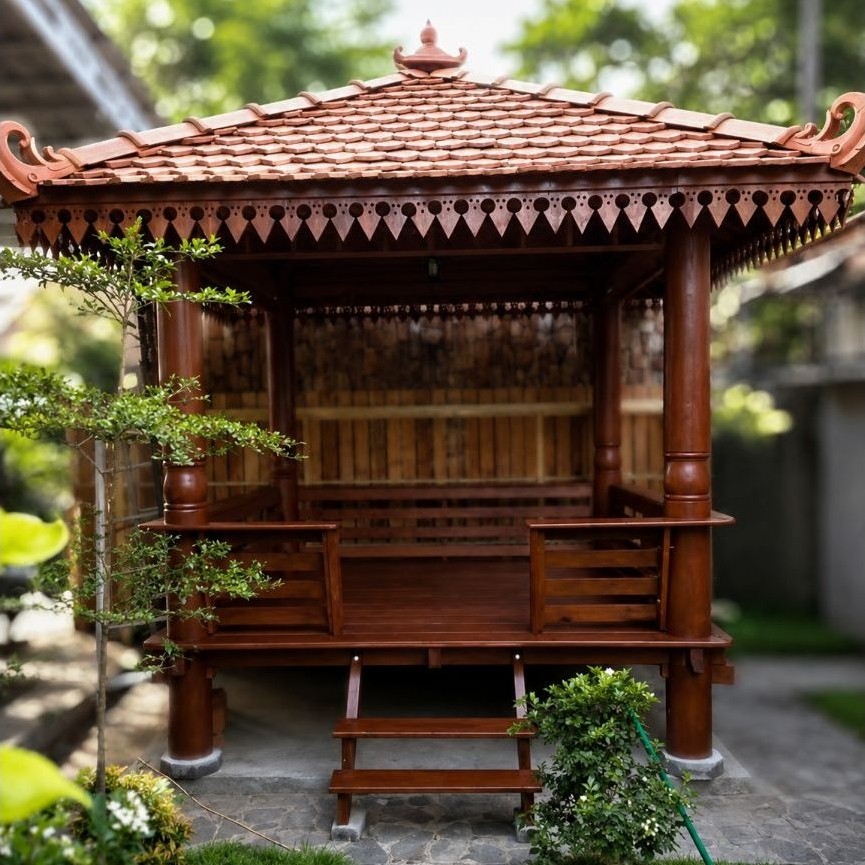 Gazebo Gasebo Kayu Kelapa Premium Gazebo Taman Outdoor Saung Kayu Kelapa Jepara Minimalis