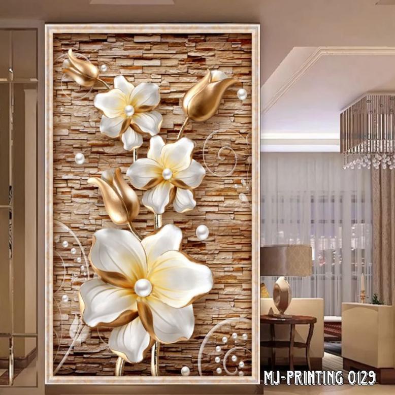 wallpaper 3D custom poster lukisan bunga/wallpaper 3D dominan meninggi/bisa /warna tajam Top