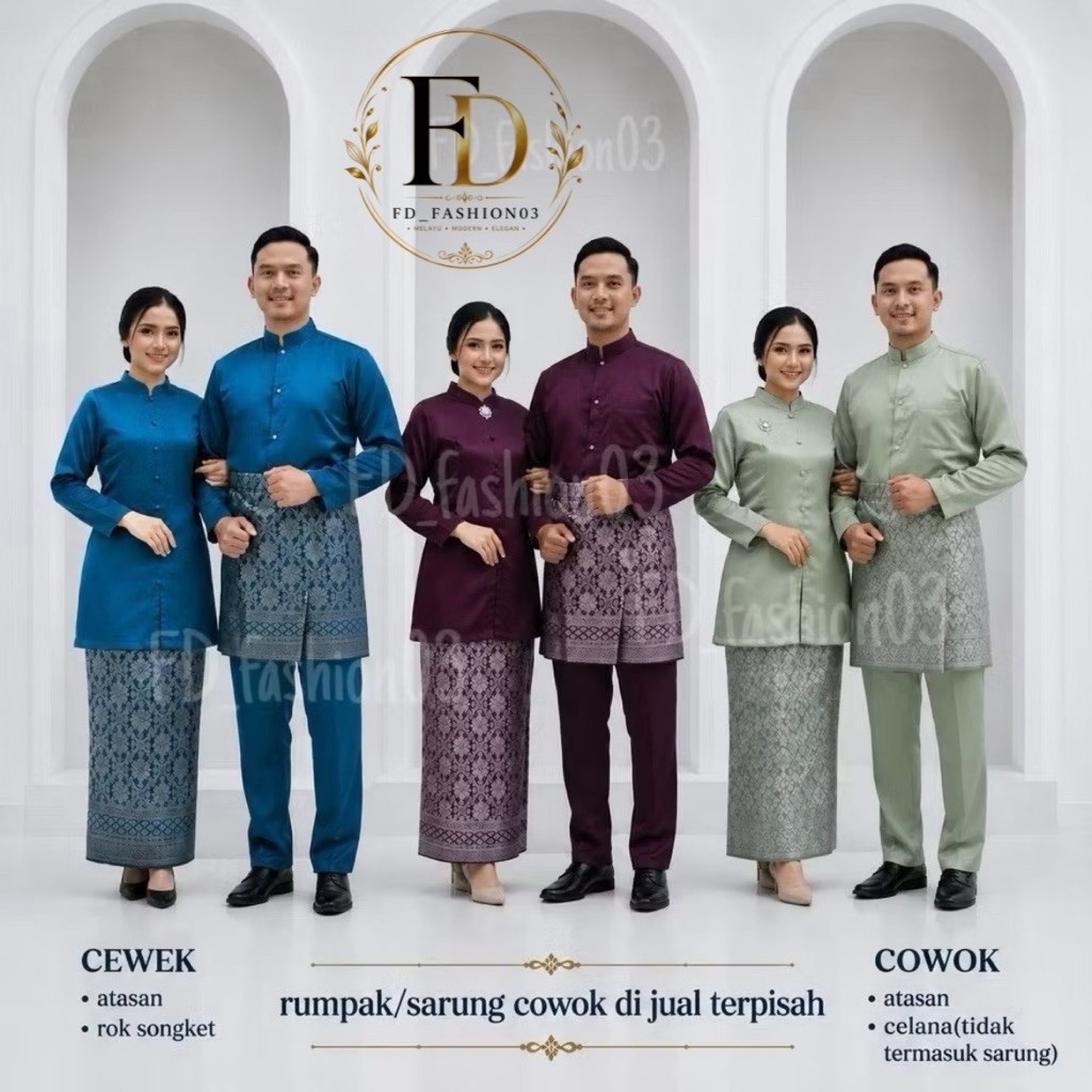 [fd.fshn] MEGA SALE One Set Baju couple  Kurung Melayu Pria Teluk Belanga Satin Premium Baju Adat Ma