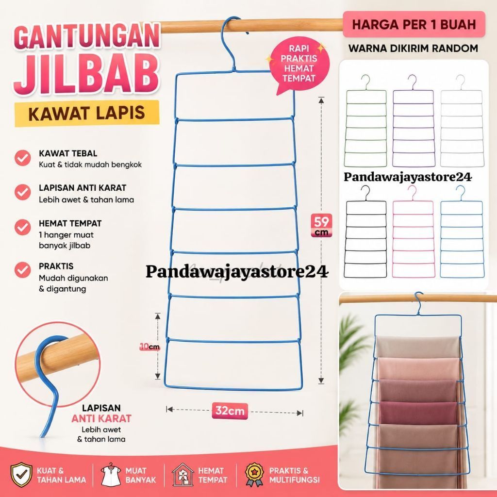 Hanger Jilbab Kawat Gantung Susun