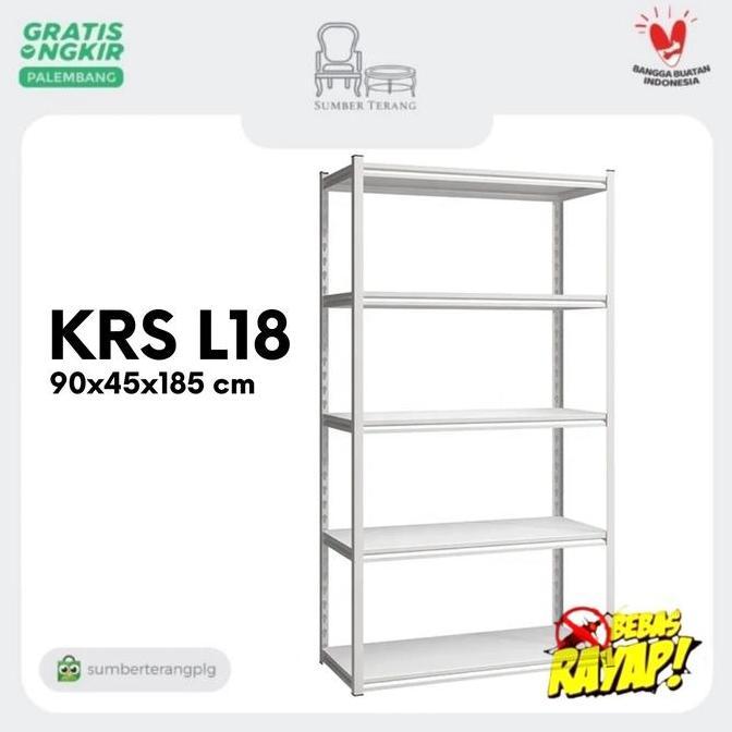 Rak Serbaguna Besi KRS L18 Rak Laundry Rak Besi 5 Tingkat Rak Perpustakaan
