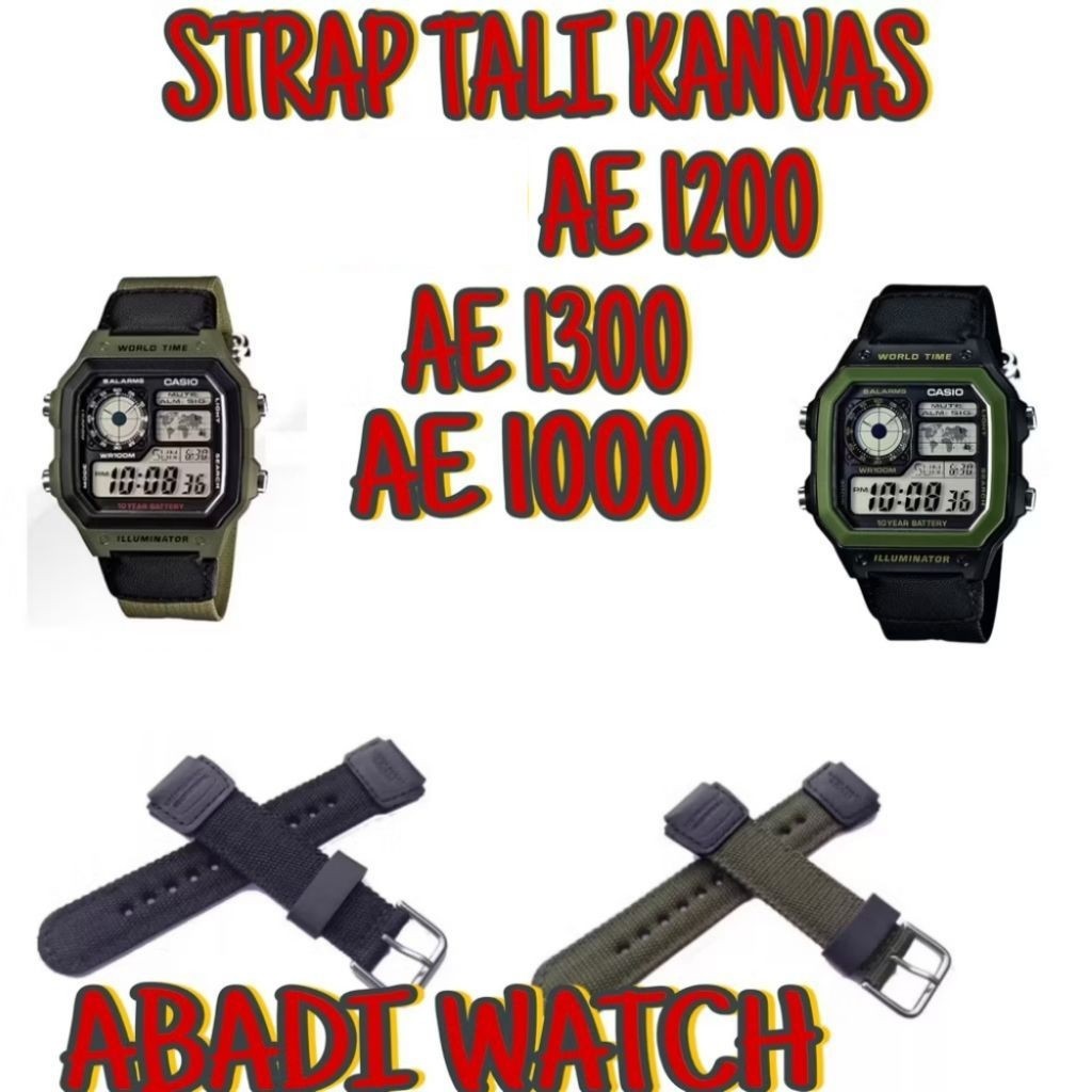 Strap Tali Kanvas AE1000 AE1200 W-218 W219 AE 1000 AE 1200 W-219 Strap Nilon Kanvas