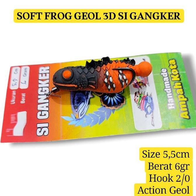 SOFT FROG GEOL 3D SI GANGKER. lure casting gabus. umpan casting gabus. sofrog