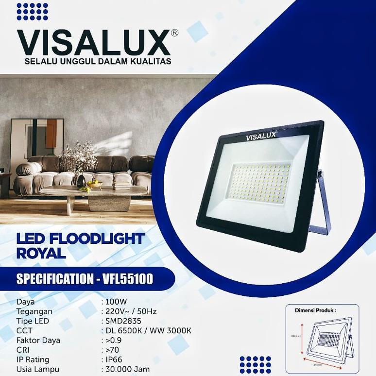 Lampu Sorot Visalux VFL55100 Royal Led Flood Light / Lampu Sorot Visalux 100 Watt Cahaya Putih