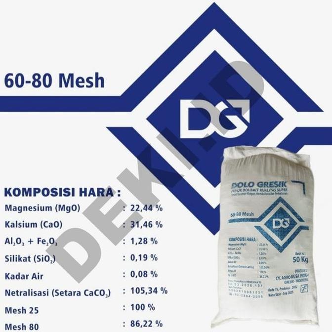 Kapur Dolomit 50 Kg Via Instan Pupuk Dolomite Nutrisi Kalsium Tanaman Pertanian Tani Ternak Tambak