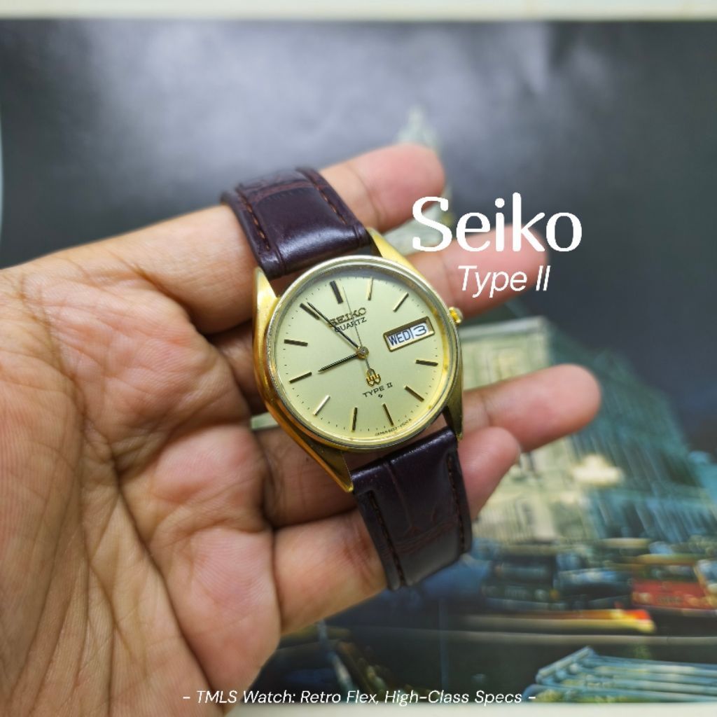 Jam Tangan Seiko type II quartz gold tone vintage original