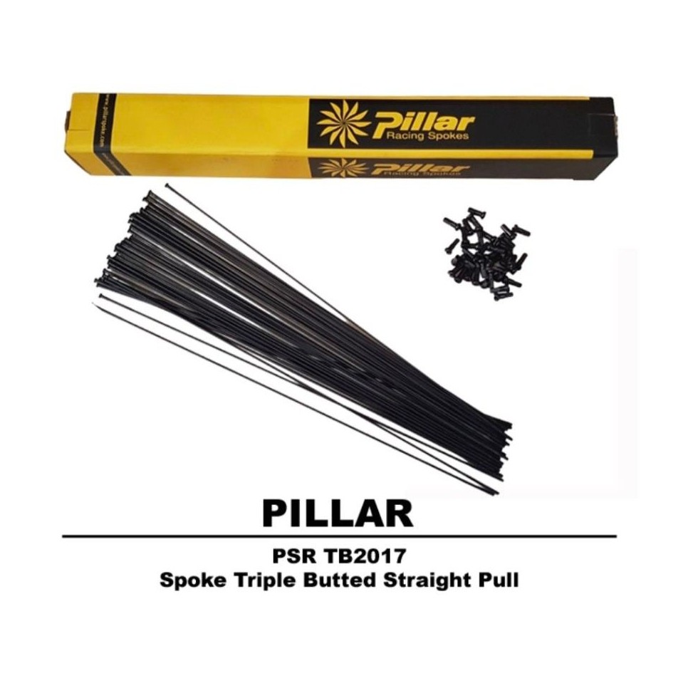 Spoke Pillar 286 mm Triple Butted Straight Pull + niple 75 buah