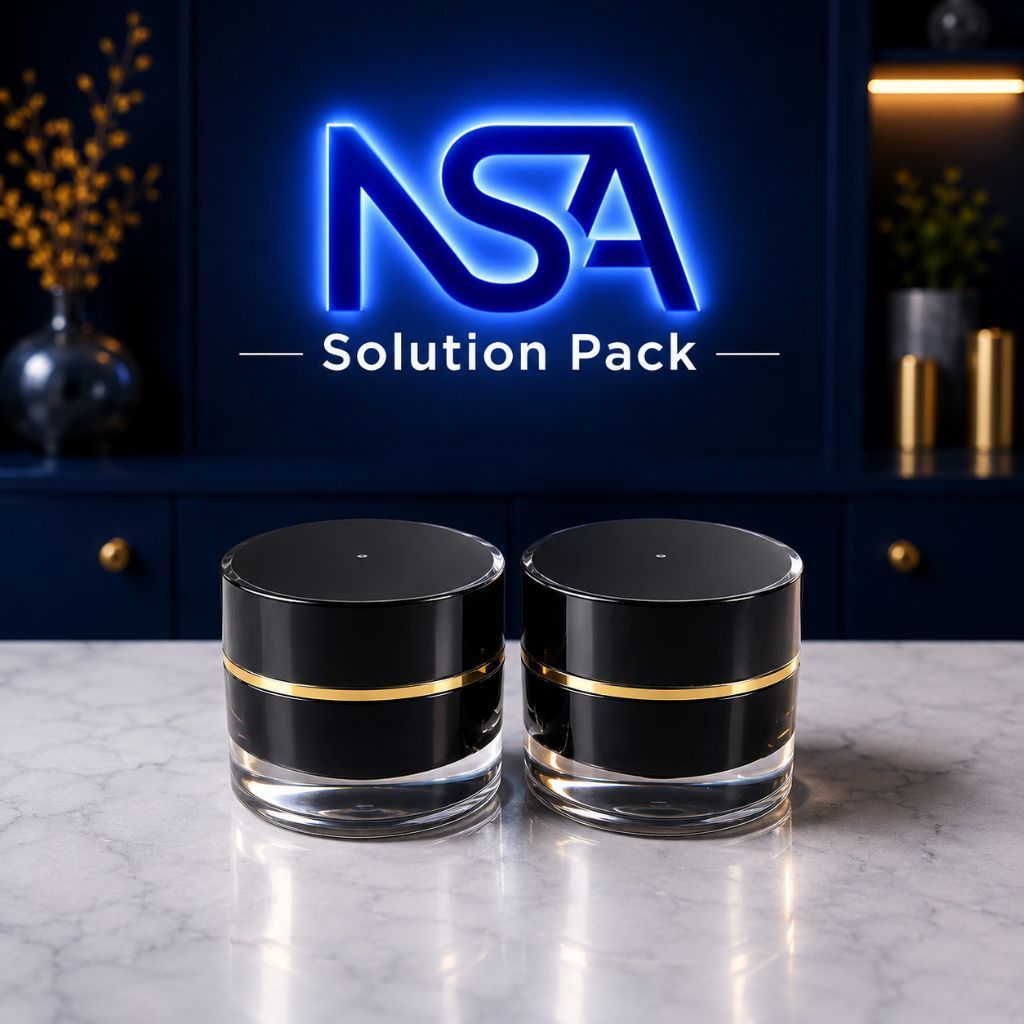 NSA - POT AKRILIK 10 GR HITAM LIST GOLD / POT CREAM 10 GR / WADAH KOSMETIK CREAM