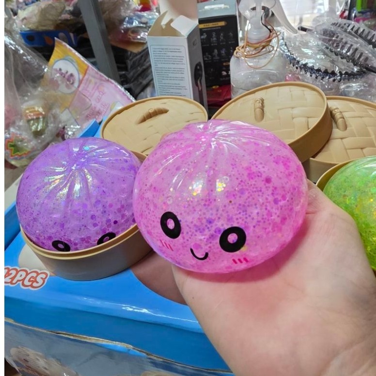 Squishy Pao Dumpling Bun Squishy Glitter Bubble Boba