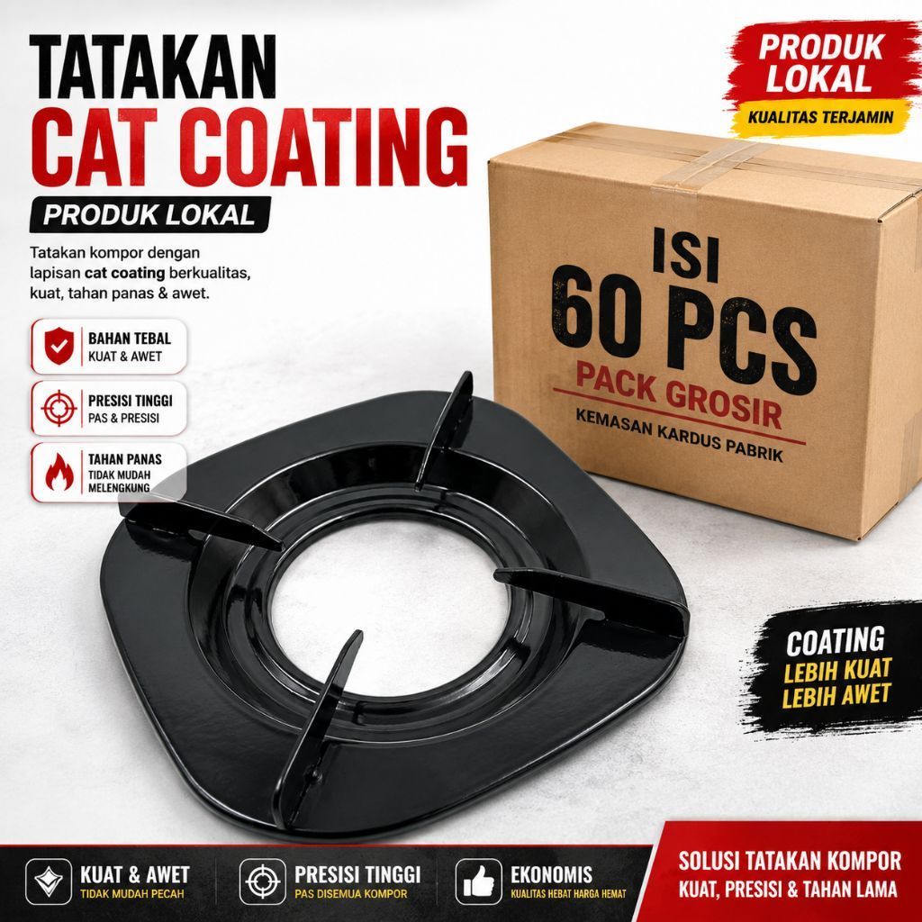 Tatakan Kompor Gas Rinnai Kaki 4 Cat Powder Coating Isi 60pc/Harga Grosir Cocok Untuk Toko Sparepart