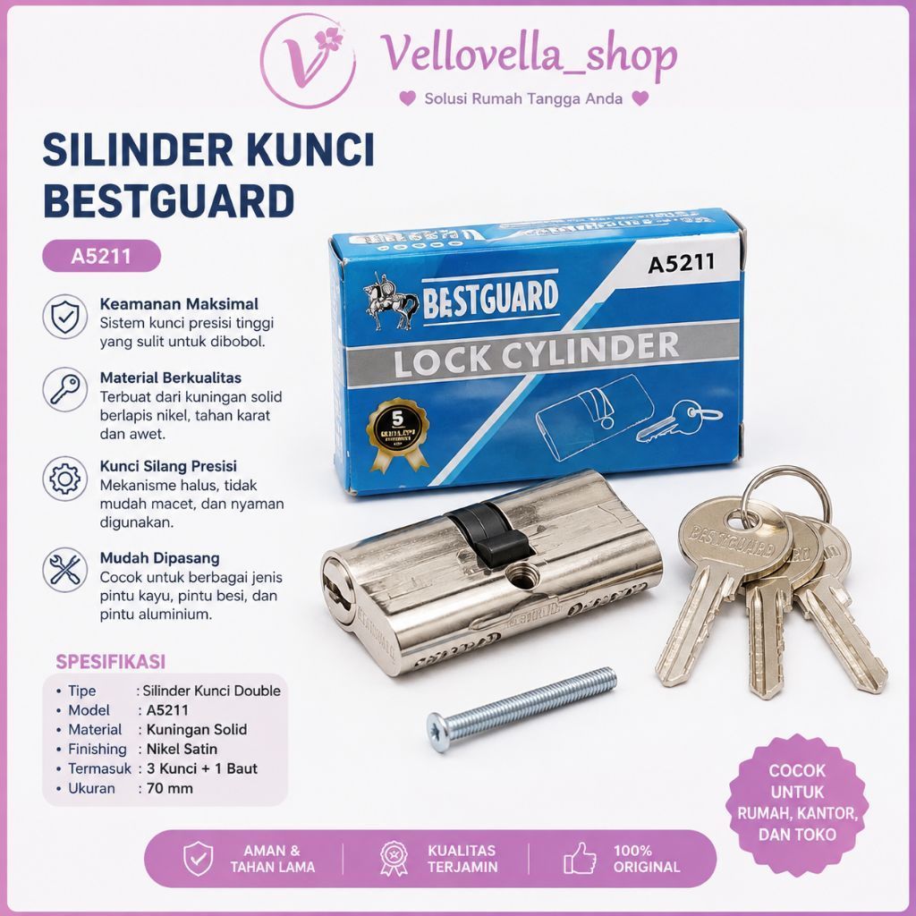 Silinder kunci pintu Alumunium Eastguard A5211 / Silinder kunci pintu Alumunium Eastguard