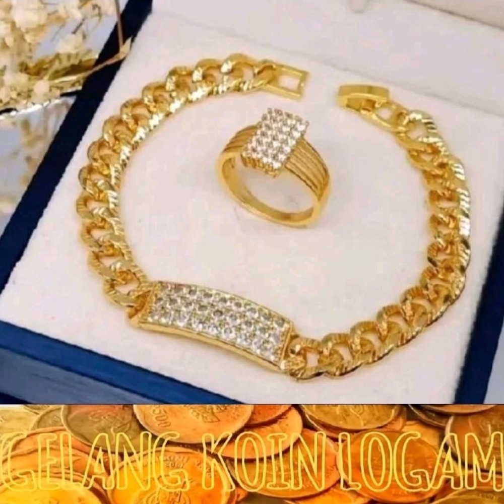GELANG TANGAN TITANIUM PLAT PERMATA FREE CINCIN PERMATA / GELANG TITANIUM