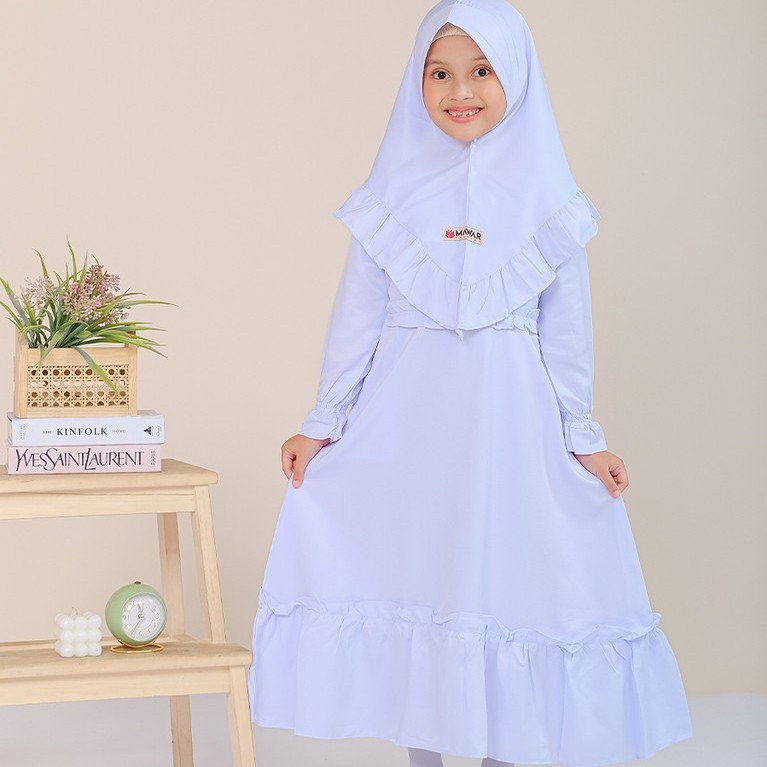 Mawar Fashion - Gamis Putih Anak Naura / Setelan Putih Anak Nafisha / Gamis Manasik Anak