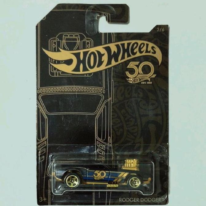 HOTWHEELS HOT WHEELS RODGER DODGER BLACK GOLD 2018 50TH ANNIVERSARY EDITIONS HITAM EMAS FTS99