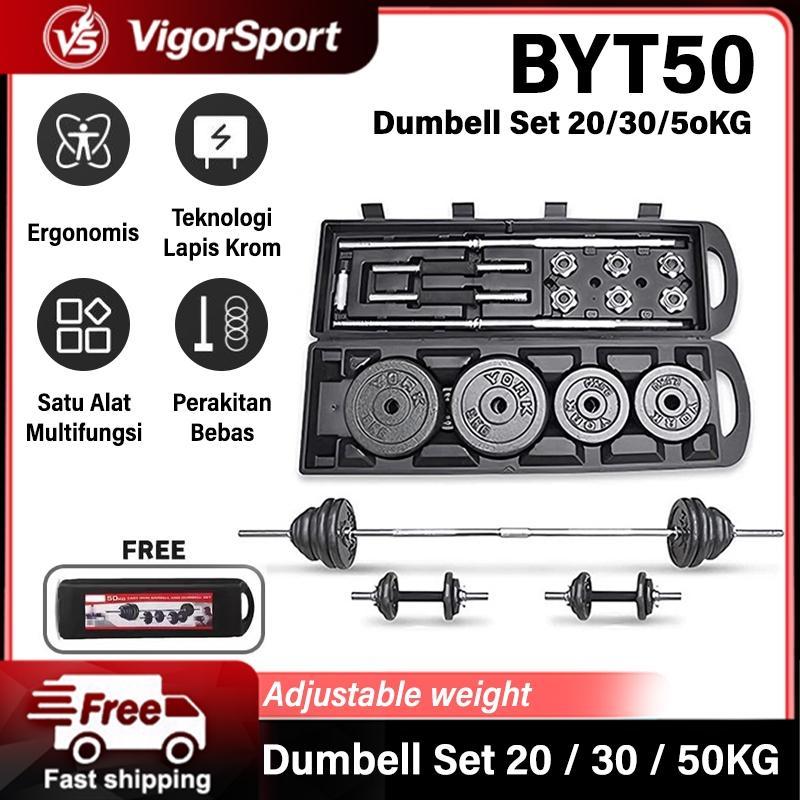 Dumbell Barbel 50Kg Set Dumbel Barbel Set 50Kg Peralatan Kebugaran Angkat Berat