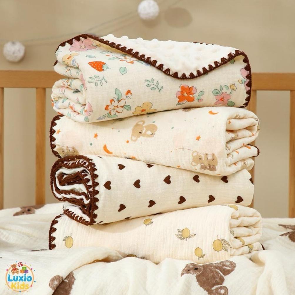 100% Aman Ultra Selimut Bayi Bamboo Bubble 140X100 & 100X100 Selimut Bayi Korea Cotton Dot Muslin