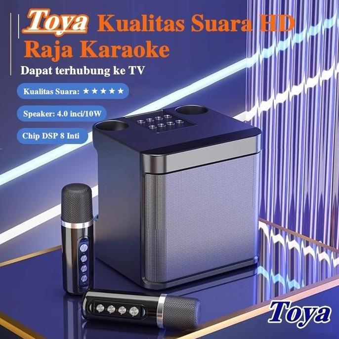 Rara Atri - Speaker Bluetooth Portable Dengan 2 Mikrofon Nirkabel Mesin Karaoke Bt Untuk Pesta & Hib