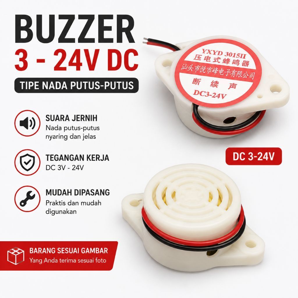 buzzer 3 - 24 Volt Buser 12 v nada putus putus