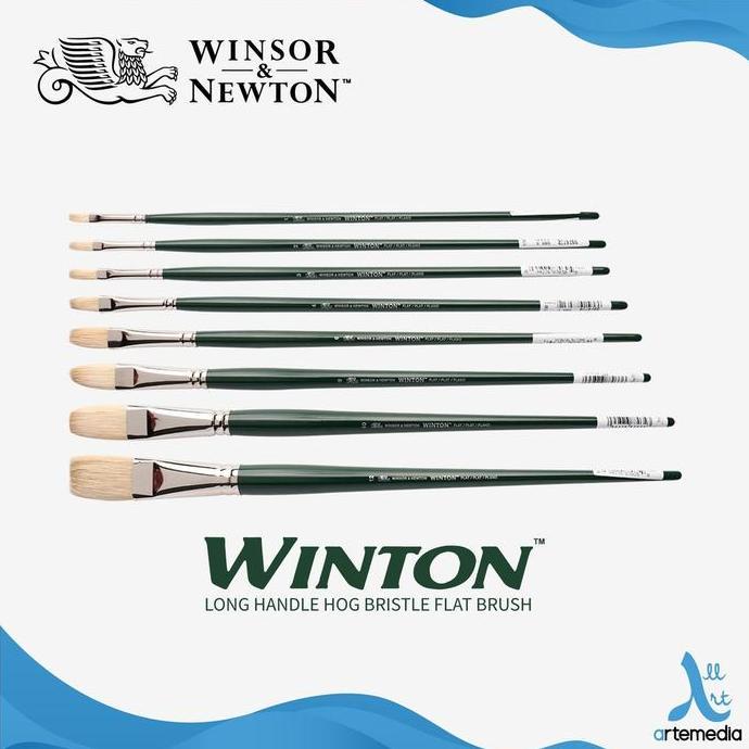 Winsor & Newton Winton Brush Long Flat Bristle Hog Long Handle