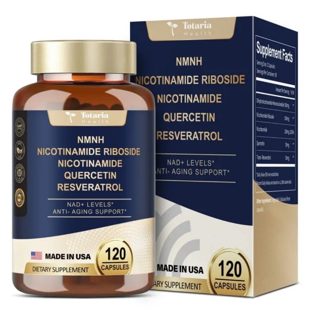 Totaria NMNH 500mg - Generasi Terbaru NMN - Suplemen Anti-Aging & NAD+ Booster - Plus Resveratrol & 