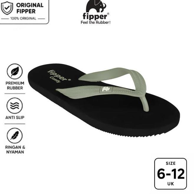 Fipper Comfy Sandal Jepit Anti Slip Pria Wanita Ringan Nyaman Hitam Bla Green Schist