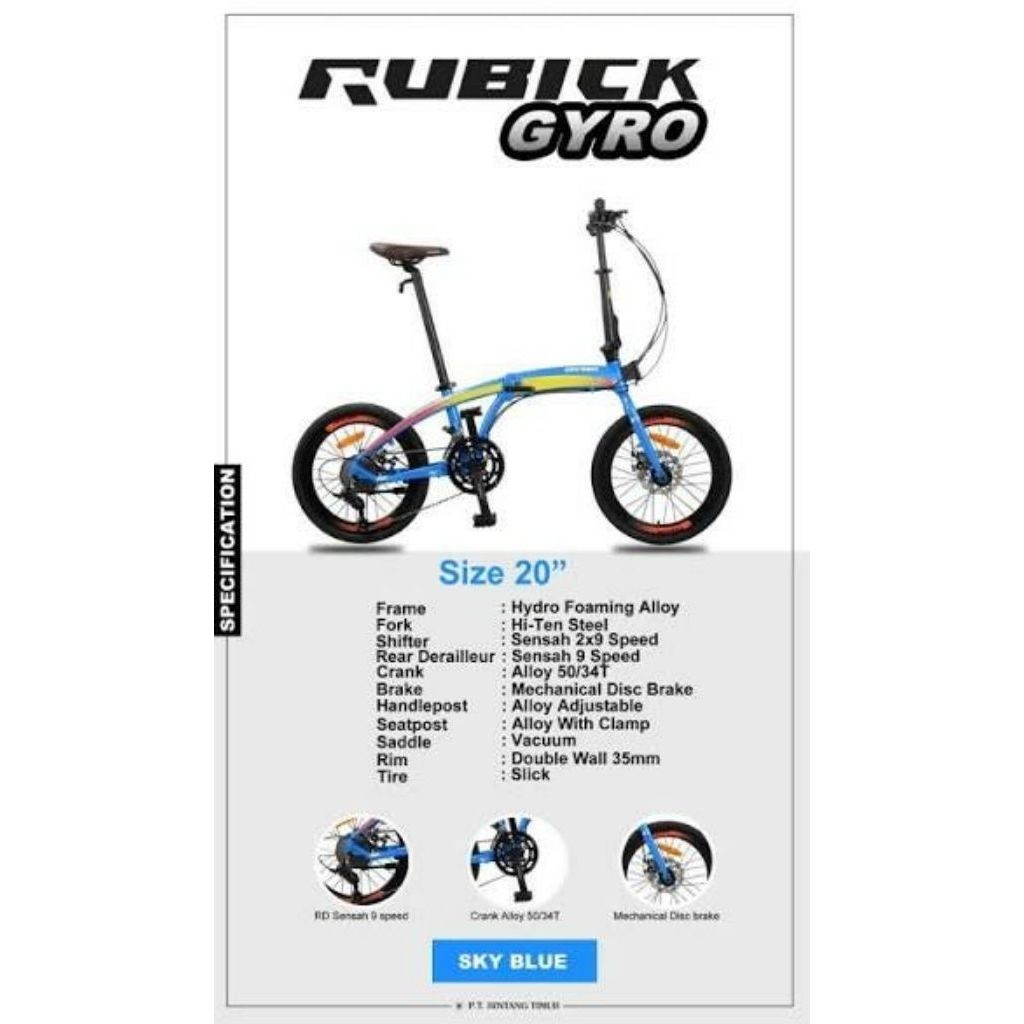 Sepeda Lipat 20 inch Merk Rubick Gyro