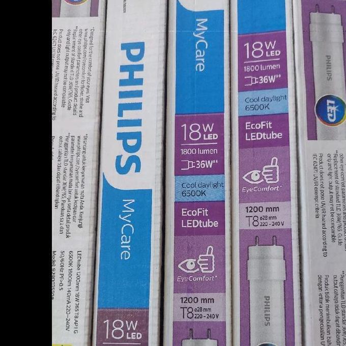 Lampu TL Led Tube T8 philips/Ecofit LedTube 1200mm 18W/765 AP I G