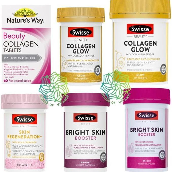 Swisse Beauty Collagen Glow 60 120 Tablet / Bright Skin Booster Skin+ + Plus Regeneration Capsules K