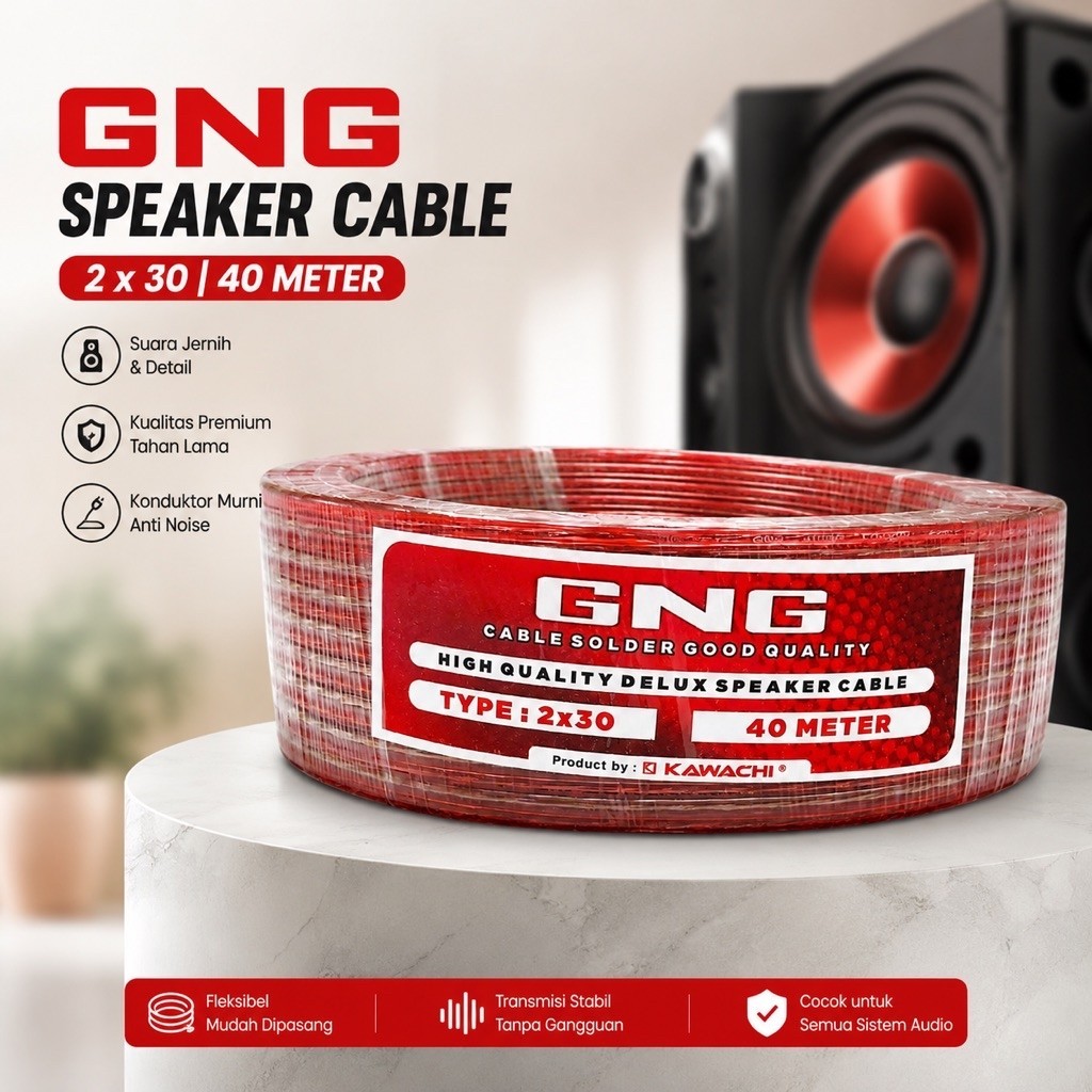 Speaker Cord Kabel Transparan Kabel Serabut Transparant Kabel Audio 2 x 30 40 Meter GNG