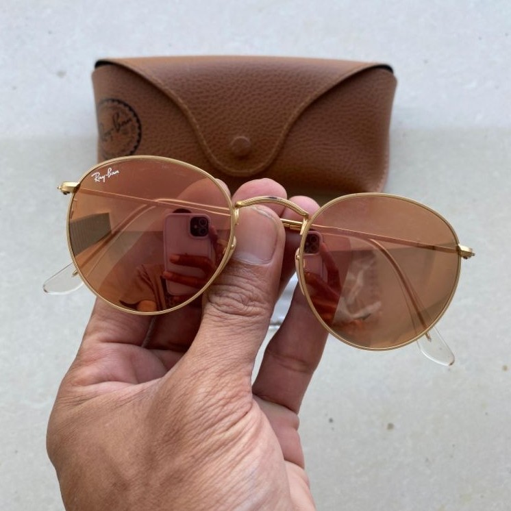 kacamata ray-ban rb 3447 round metal 112/72 sz 50