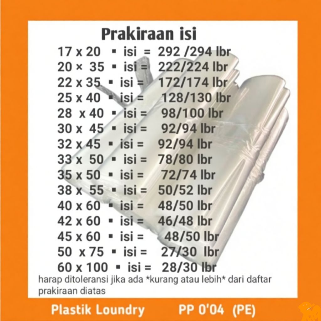 Plastik PP Plastik Loundry Plastik Kiloan PE 0.04 Plastik Packing