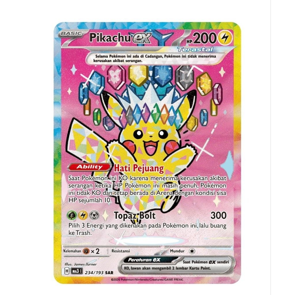 Pikachu ex SAR - Pikachu ex Terastal 234/193 SAR - Pokemon TCG Indonesia